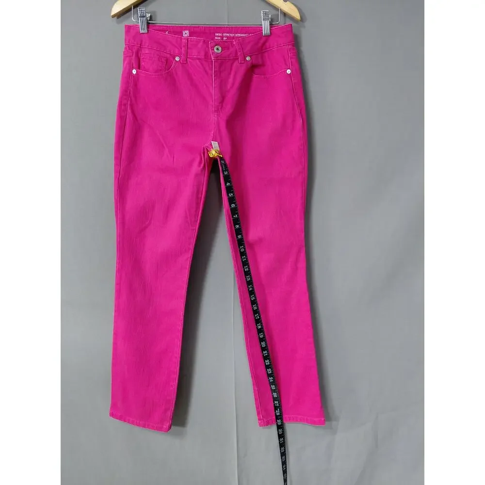 LIZ CLAIBORNE Pink Straight Stretch Pants Women Woven Size 6